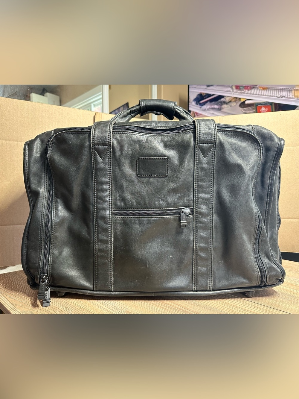 Tumi Leather Carry on Expandable Weekender